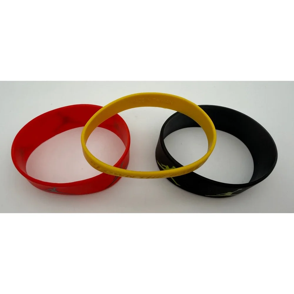 Vintage Nike Air Jordan Silicone Wristbands Set Red Black Yellow I Own The Ball